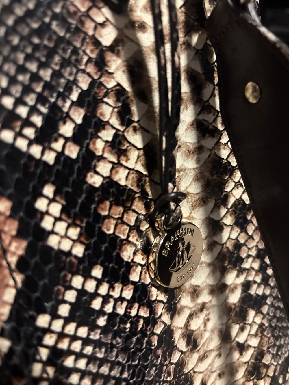 Brahmin Snake-Embossed Satchel and Wallet in Brown and Black - Picture 4 of 16